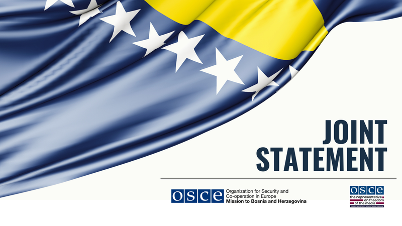 Blue and yellow flag with white stars, alongside text logos and the words "Joint Statement."
