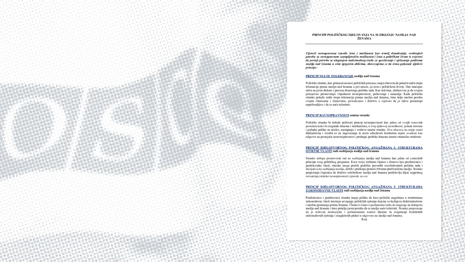 PRINCIPI POLITIČKOG DJELOVANJA NA SUZBIJANJU NASILJA NAD ŽENAMA