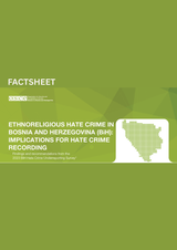 Green factsheet cover with Bosnia map outline and text on hate crime implications.