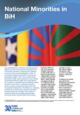 Graphic with partially visible flags and text titled "National Minorities in BiH."