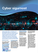 Brošura s naslovom "Cyber sigurnost", s plavim i crnim tonovima i ilustracijama digitalnih brava.