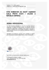 Hitni komentari na nacrt kaznenih djela protiv časti i ugleda u Republici Srpskoj