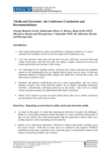 'Media and Terrorism', the Conference Conclusions and Recommendations