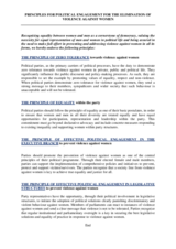 PRINCIPLES FOR POLITICAL ENGAGEMENT FOR THE ELIMINATION OF VIOLENCE AGAINST WOMEN